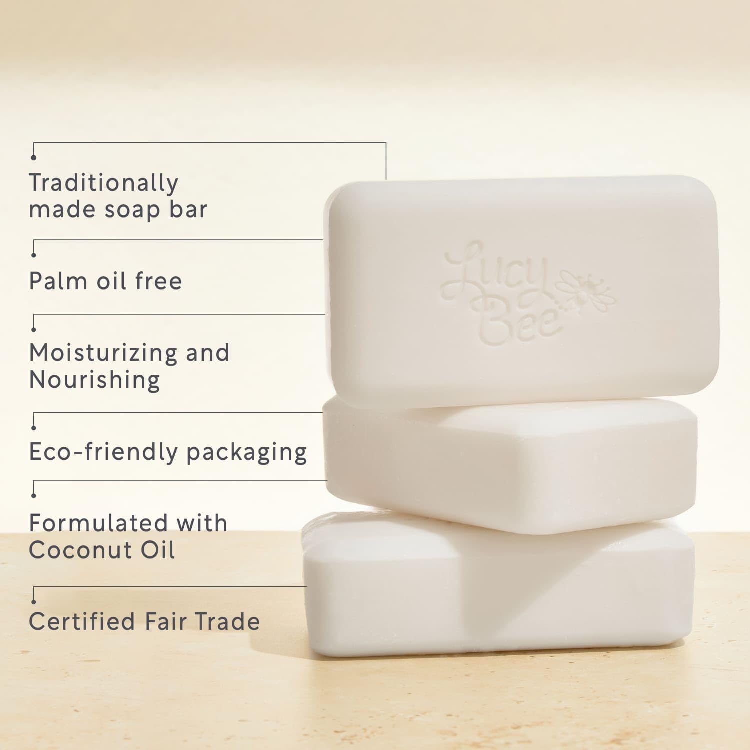 Lucy Bee Certified Organic & All Natural Soap Bar, Moisturizing & Rejuvinating, Dermatologist Approved for Sensitive Skin, Unscented & 100% Palm Oil Free, 5.3oz